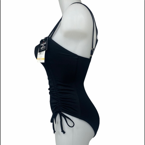 CALIFORNIA Waves Black Ribbed Side Tie Swimsuit - Picture 7 of 10